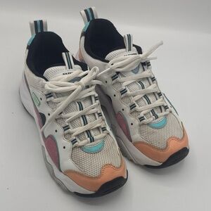 Skechers D’lites White and Pastel Sneakers